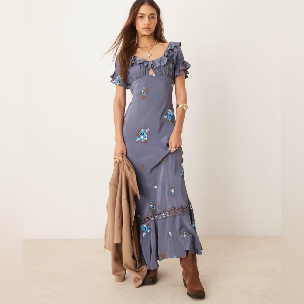 Free People Bali Santa Cruz Ruffle Dress, Medium